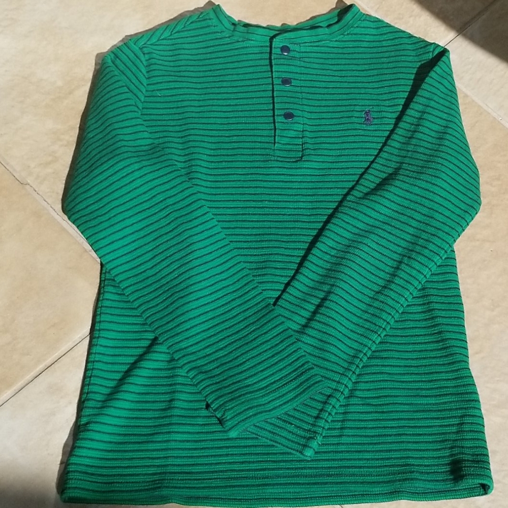 POLO Ralph Lauren Kelly Green Waffle Weave Henley in medium